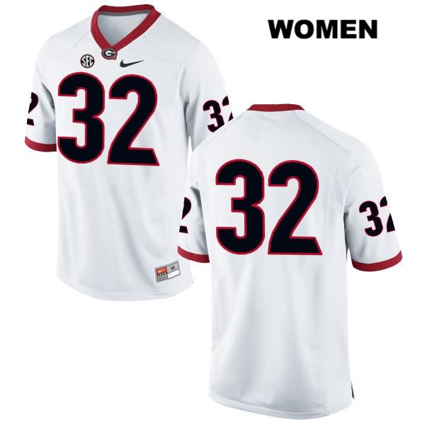 Georgia Bulldogs Women's Monty Rice #32 NCAA No Name Authentic White Nike Stitched College Football Jersey ZVE1556DQ